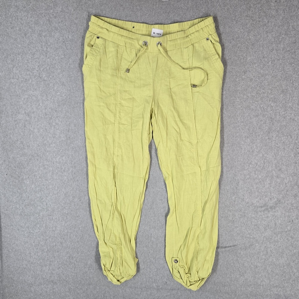 INC International Concepts Women Pants 8 Yellow Linen Rayon Joggers 27"